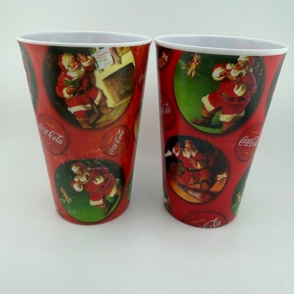 Vintage Gibson Coca-Cola Christmas Santa 5 Inch Melamine Cups, Set of 10 - Picture 9 of 12